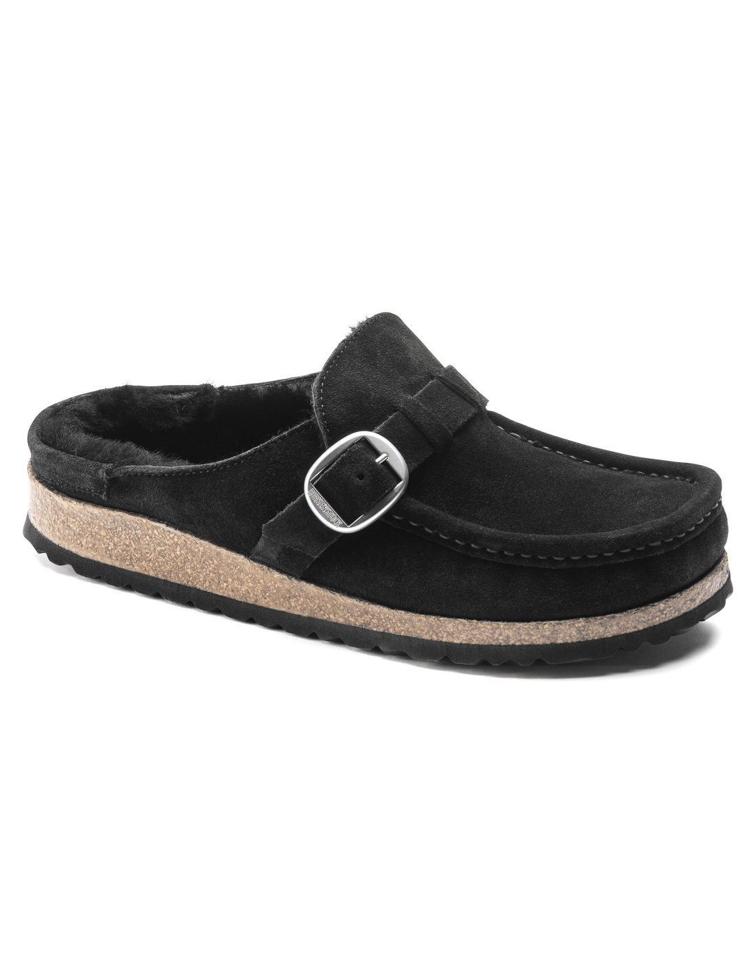 birkenstock sabots fourrés femme buckley suede shearling daim noir