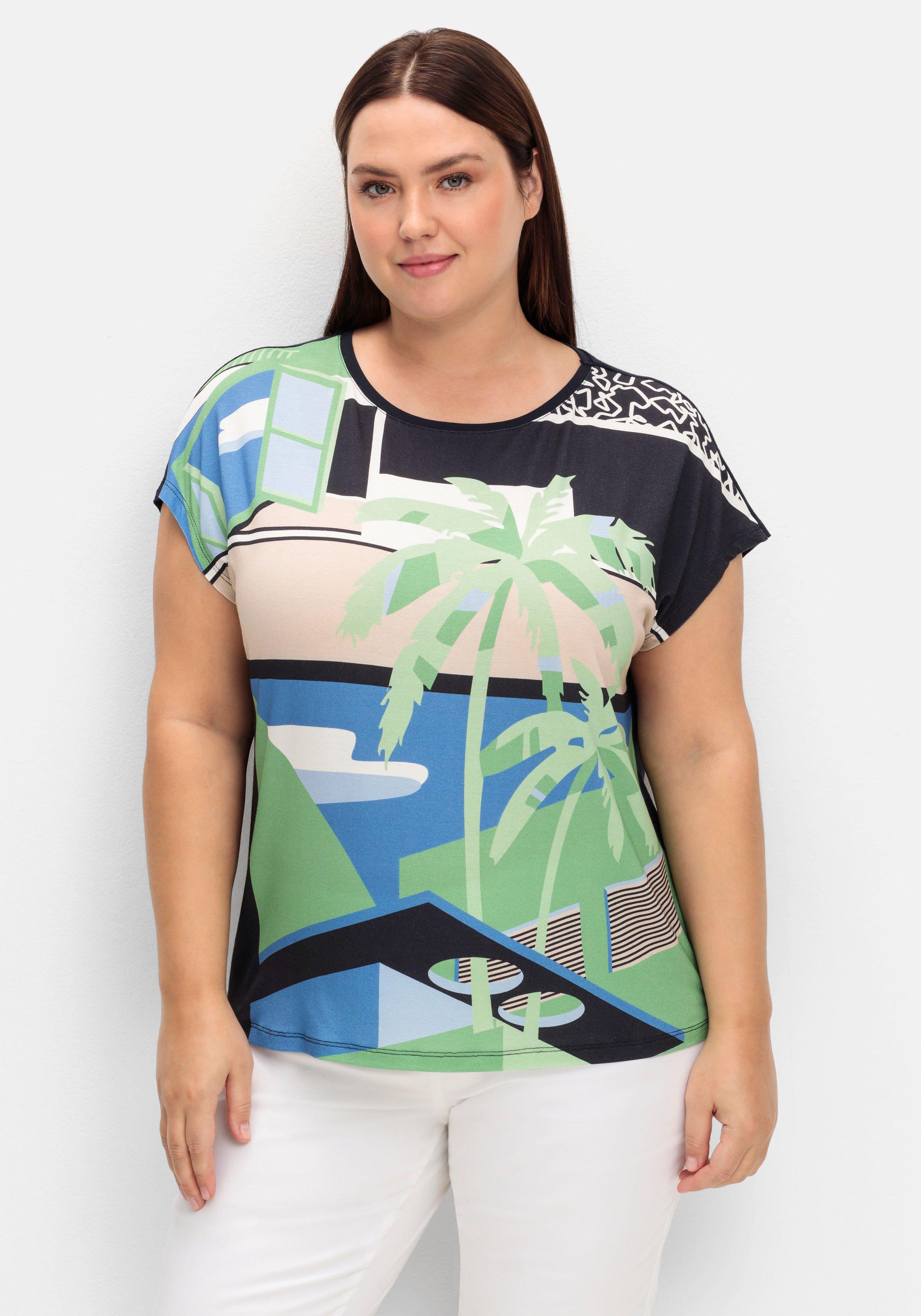 Shirt mit Frontdruck und U-Boot-Ausschnitt
