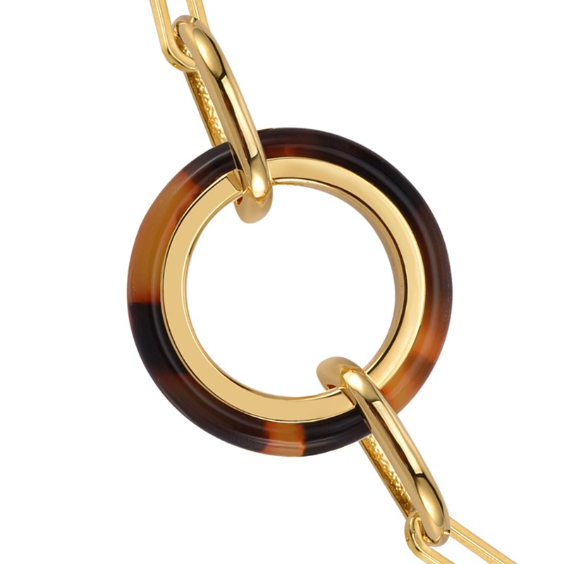 Bracelet En Argent Rond Doré Et Acétate écaille Marron Anaïs