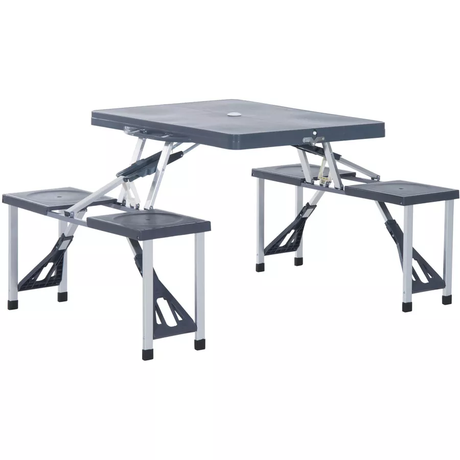 Outsunny Campingtisch mit 4 Sitzen schwarz, grau