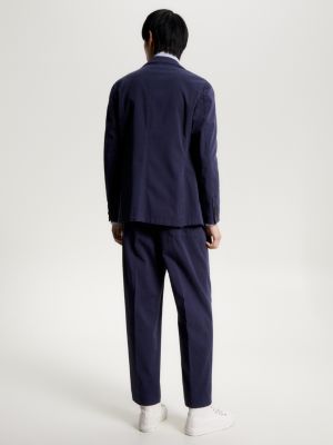 Blazer slim fit em sarja tingida em peça