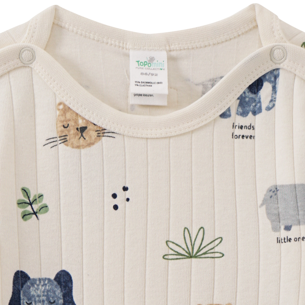 Newborn Langarmbody mit Tier-Allover creme