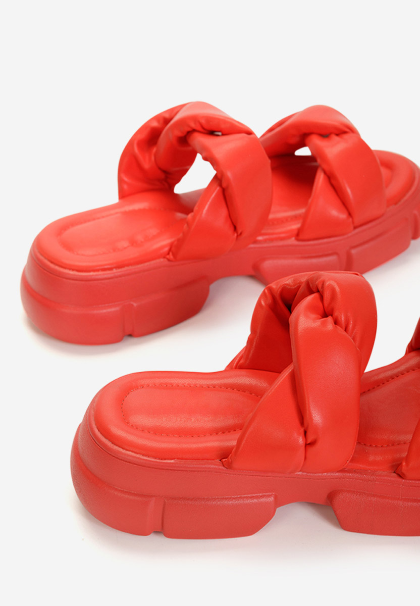 Mules compensées femme rouges Elfleda