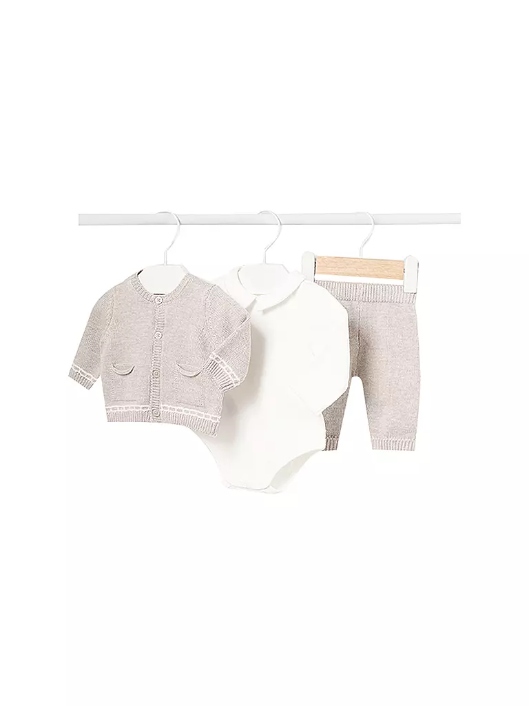 MAYORAL Baby Set Strickjacke, Body ,Hose 3-teilg  beige