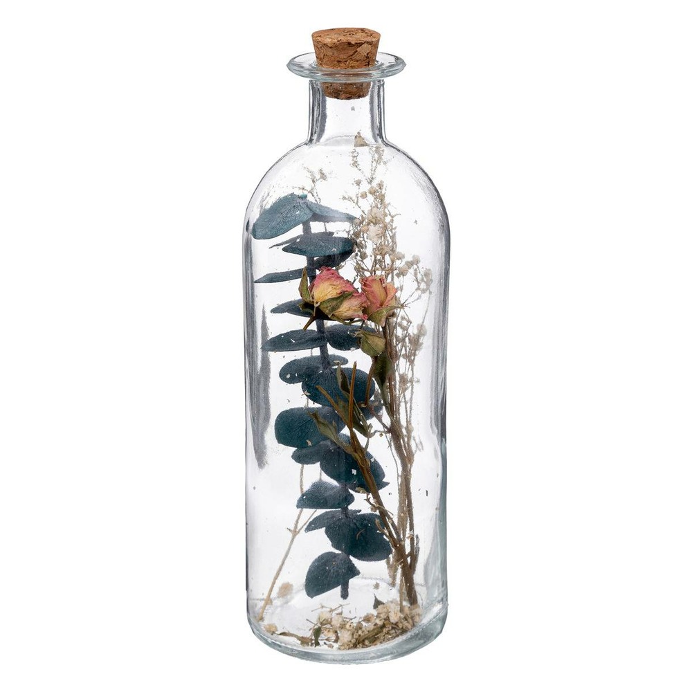 Fleurs séchées dans bouteille en verre d 7 x h 21 cm