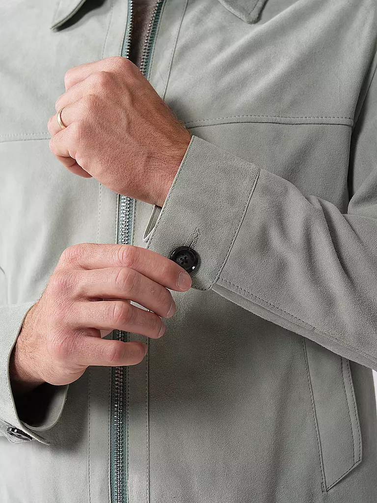 BOSS Lederjacke MALBANO hellgrün
