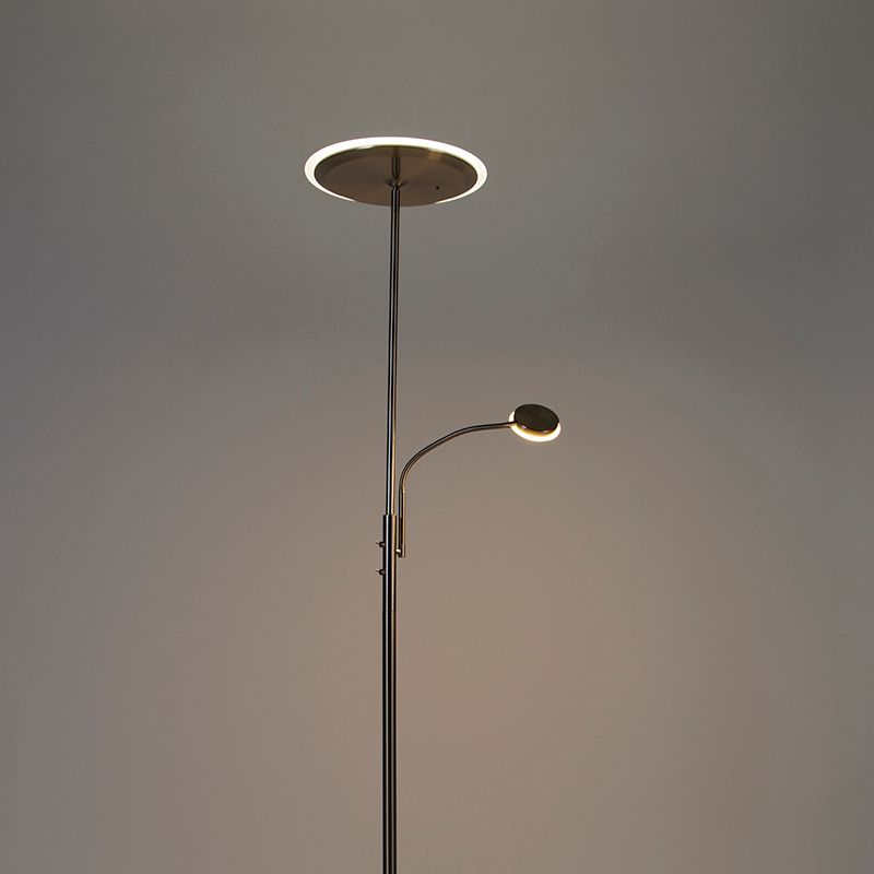 Moderne vloerlamp staal incl. LED dimbaar met leesarm - Strela