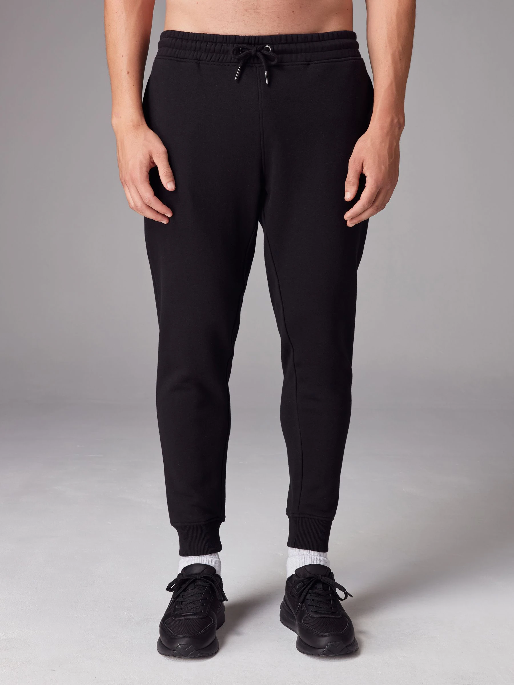 Zwart - Verpakking van 2 slim-fit jersey joggingbroeken met hoog katoengehalte