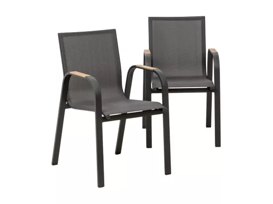 Chaise de jardin en aluminium gris foncé Ayden (lot de 2)