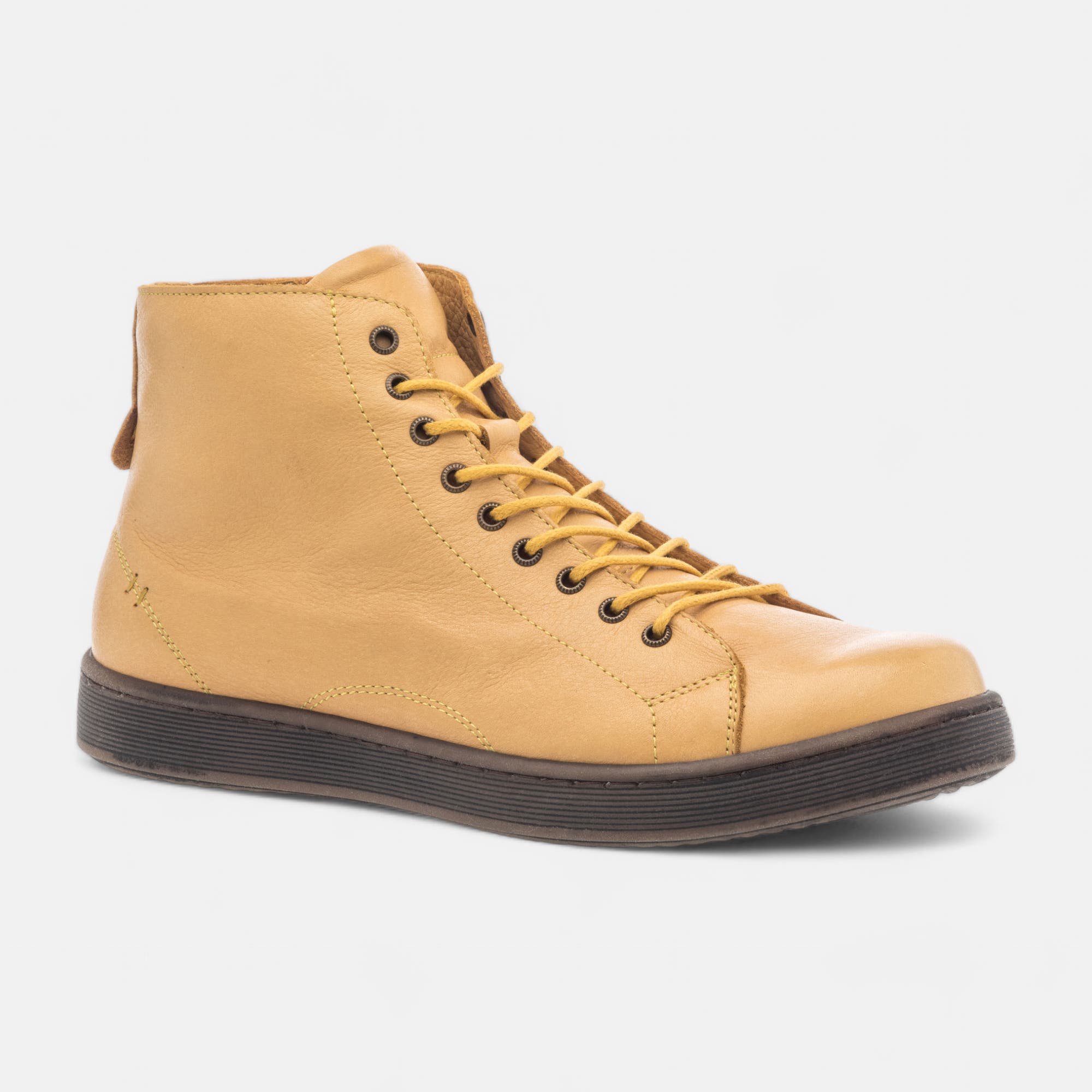 Baskets hautes Femme en cuir jaune