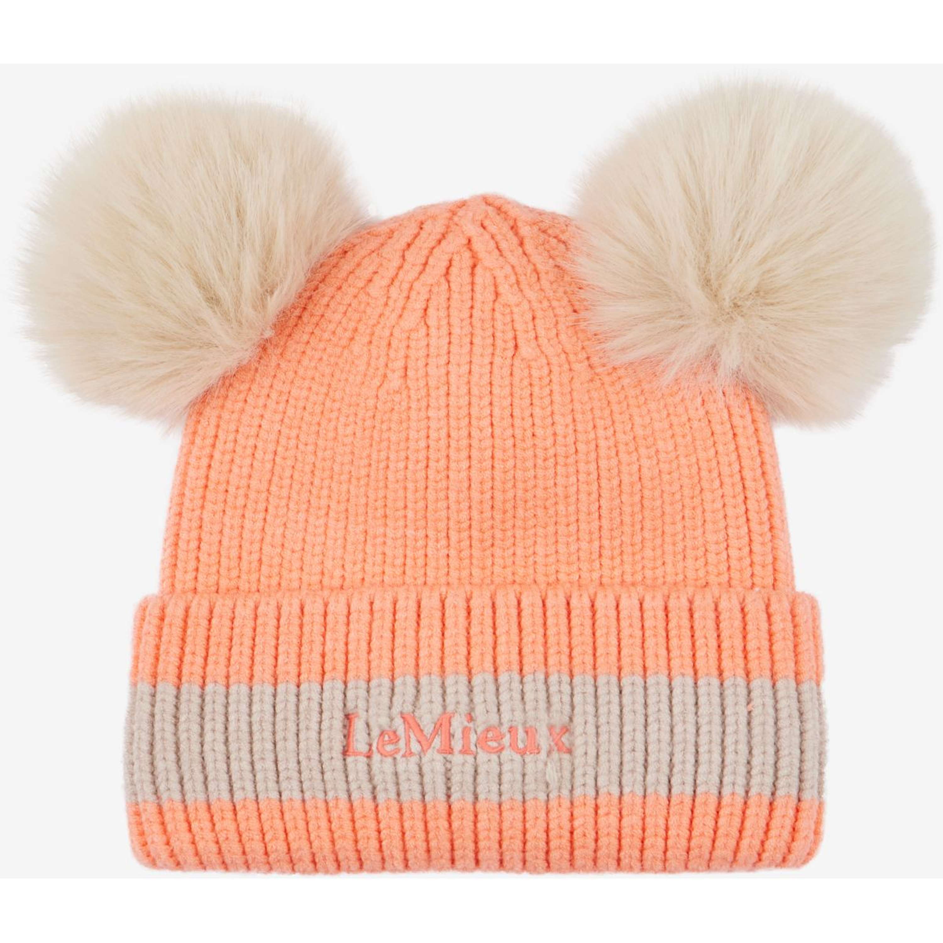LeMieux Beanie Mini Double Pom Kids Peach Punch