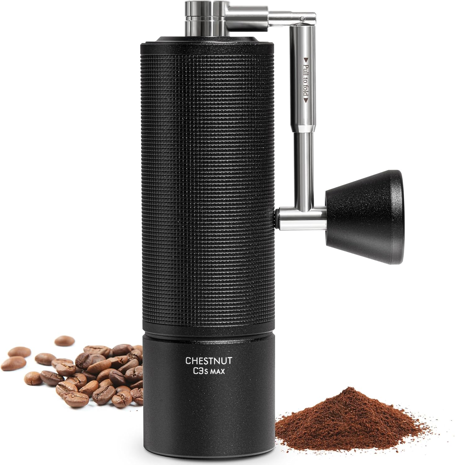 TIMEMORE Chestnut C3s MAX Kaffeemühle Manuell, Upgrade Integrierte Ganzmetallgehäuse, Handkaffeemühle mit klappbarem Griff, für Espresso bis French Press, Schwarz