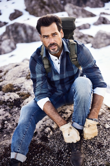 Karo-Flanellhemd, Langarm, Kentkragen, Modern Fit