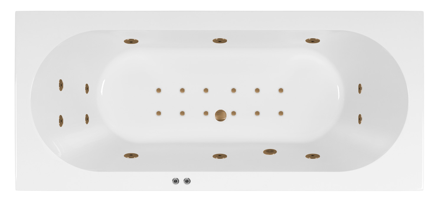 Lambini Designs Round bubbelbad 180x80cm elektronisch met 6 4 2 hydrojets en 12 aerojets goud