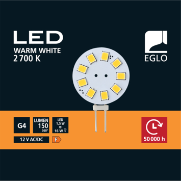 EGLO LED flat G4 1,5W 150LM 2700K Ø2,3cm