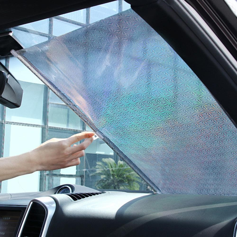 (40x130cm) Praktische Sonnenblende Sonnenschutz für das Auto mit Saugnapfhalterung - Schwarz