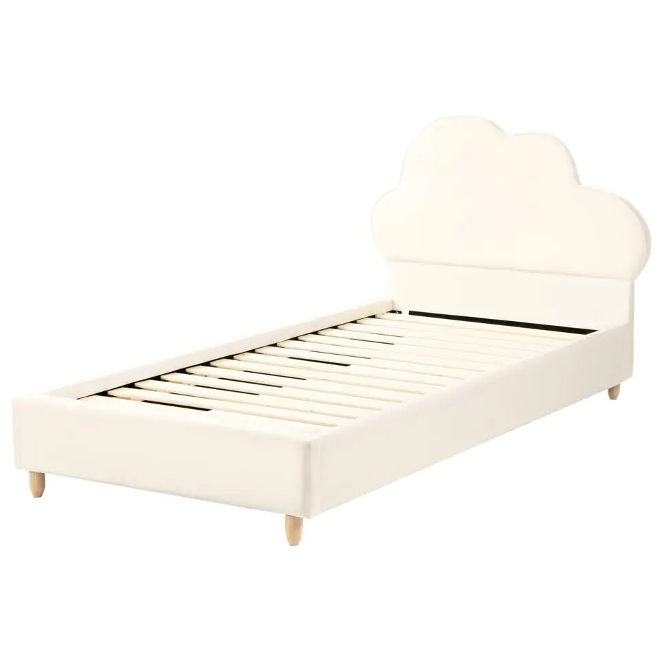 BELLEVUE - Eenpersoonsbed - Lichtbeige - 90 x 200 cm - Fluweel