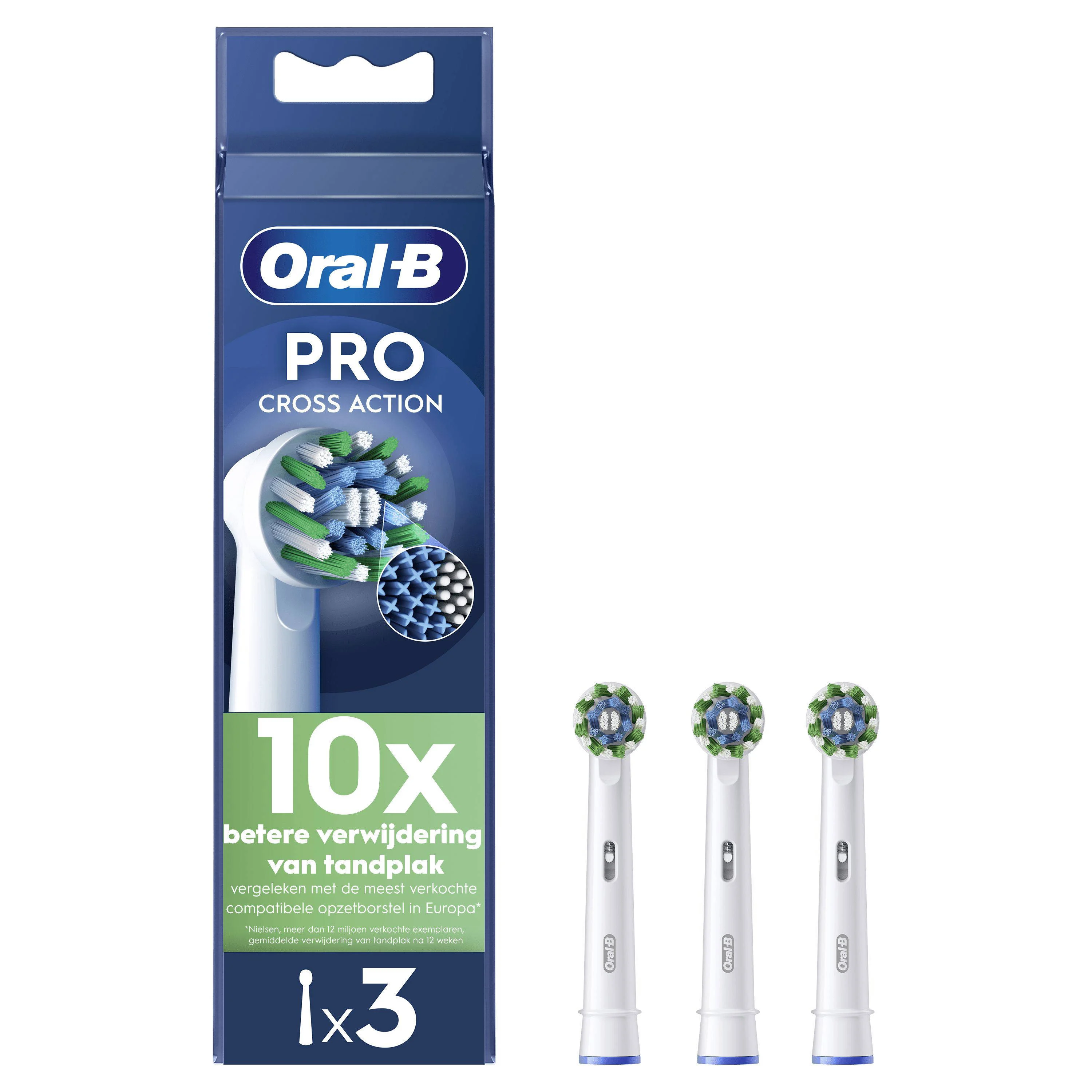 Oral-B Pro Cross Action opzetborstels wit - 3 stuks