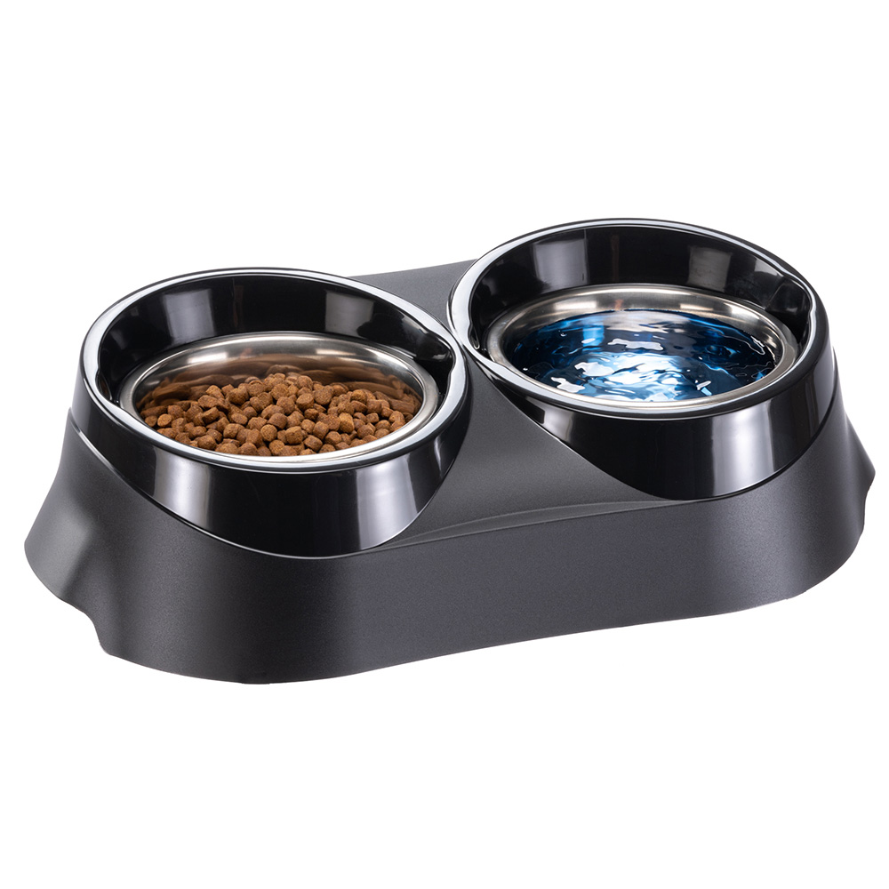 Porte-gamelle gamelles acier bord de confinement nourriture eau chien ferplast duo feed