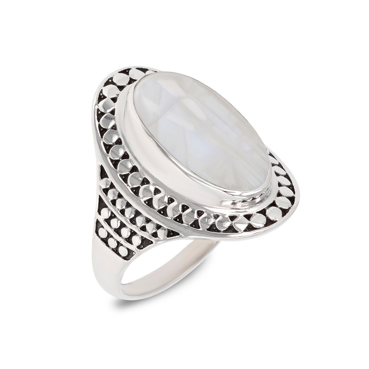 Bague Cabochon en Pierre de Lune et Argent 925 | Aden