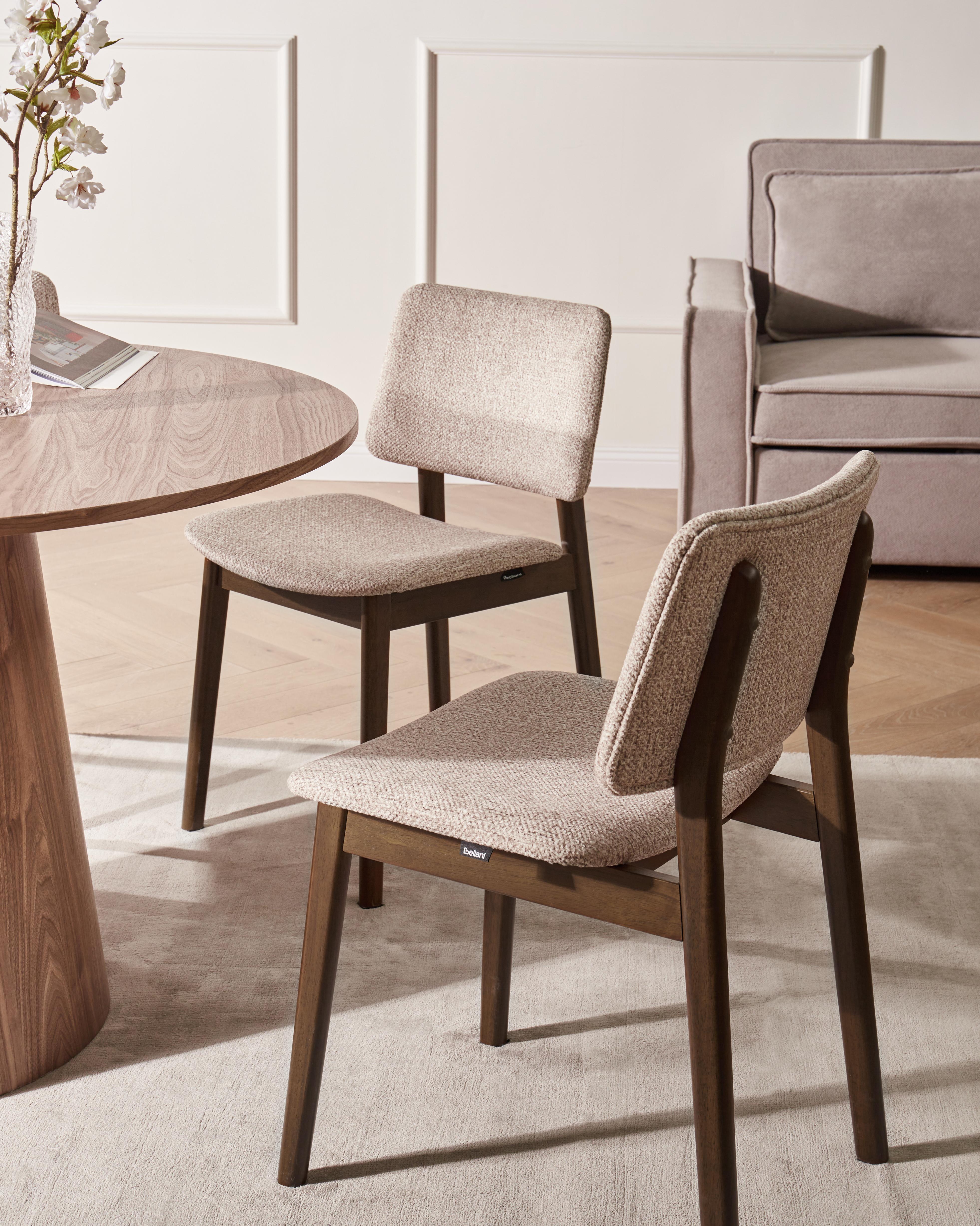 Set van 2 eetkamerstoelen BLANE Bouclé Donkerbruin/taupe