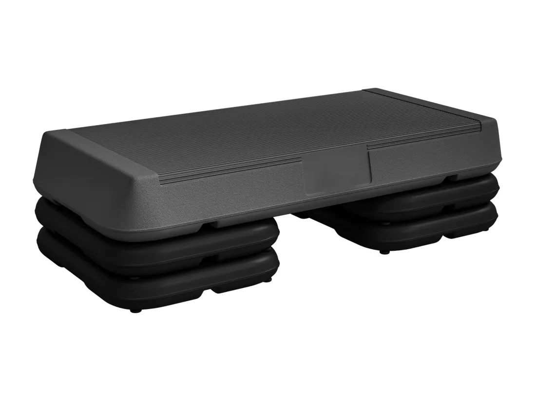 Stepper aérobic fitness hauteur réglable 3 niv. 10/15/20 cm surface antidérapante PE gris