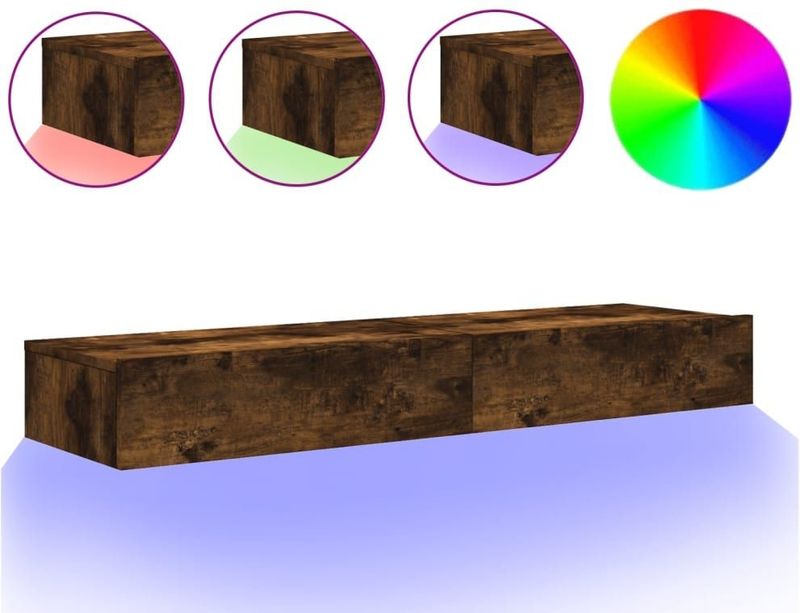 TV-Meubel - LED-Verlichting - Bewerkt Hout - RGB Kleurverandering