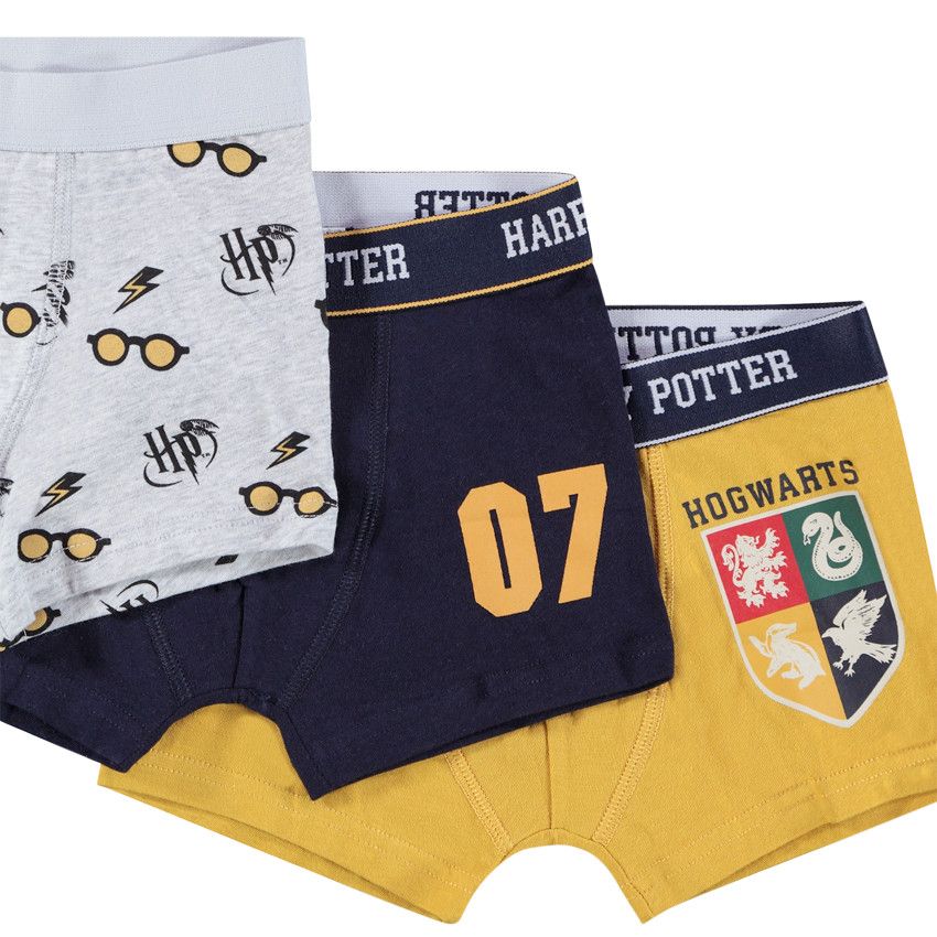 Lot de 3 boxers en coton Harry Potter Warner pour garçon - Moutarde