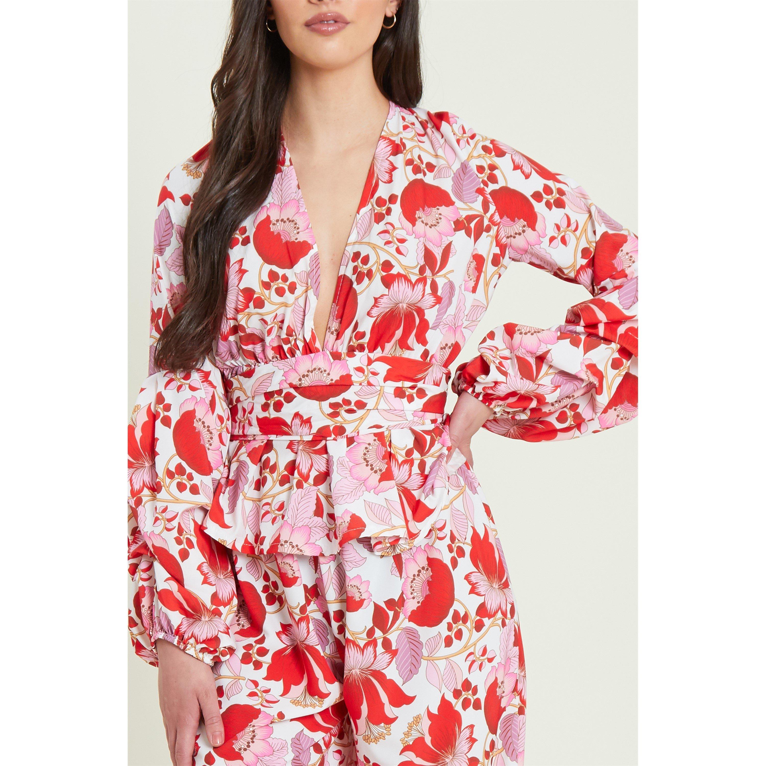 Be You BY Peplum Top and Wide Leg Trouser Co ord Set Womens