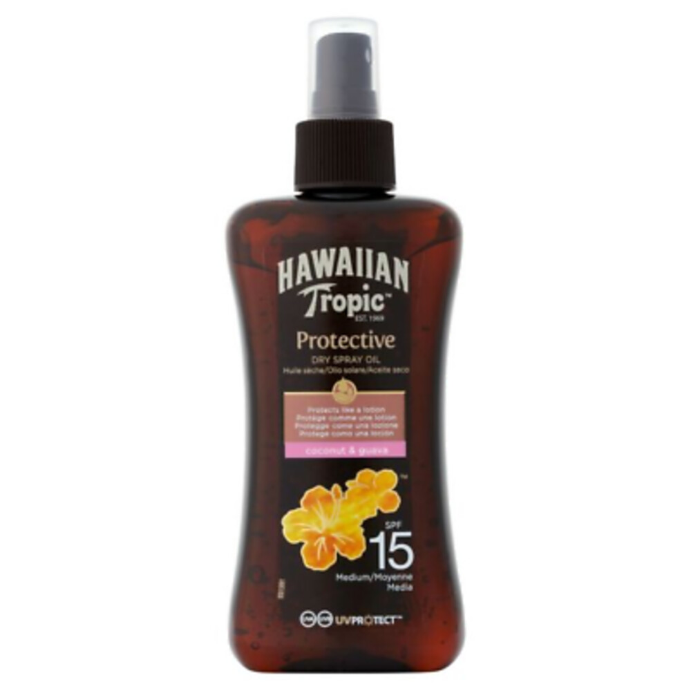 6x Hawaiian Tropic Zonnebrand Olie SprayIsland GlowSPF15200 ml