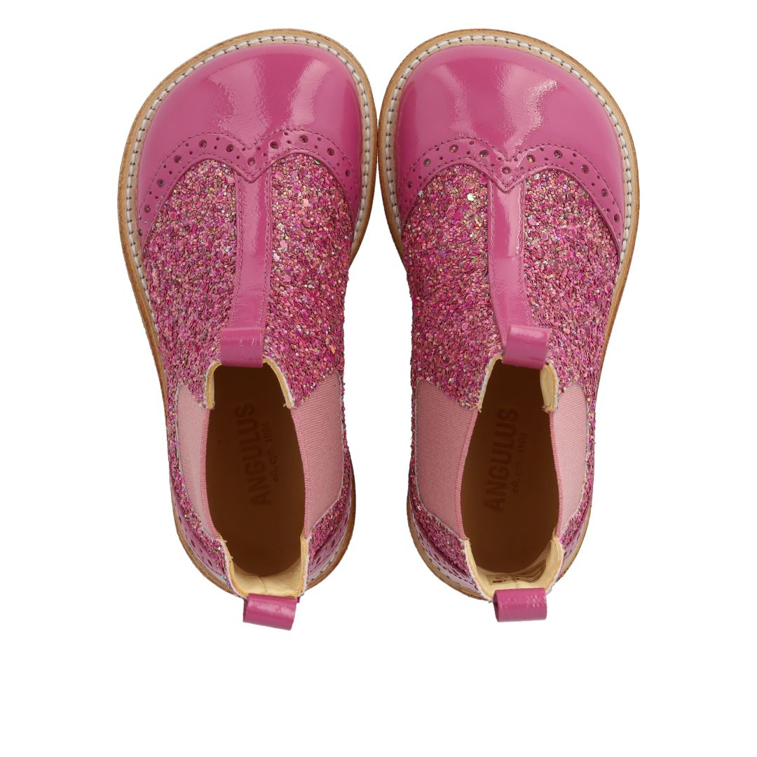 Angulus Chelsea støvle med glitter og brogues detaljer heather heather glitter elastic