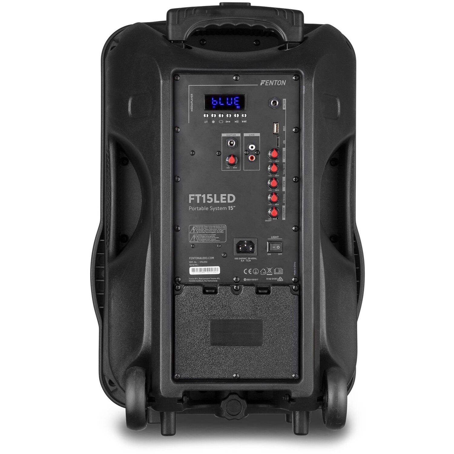 Fenton FT15LED draagbare, actieve 800W PA-speaker