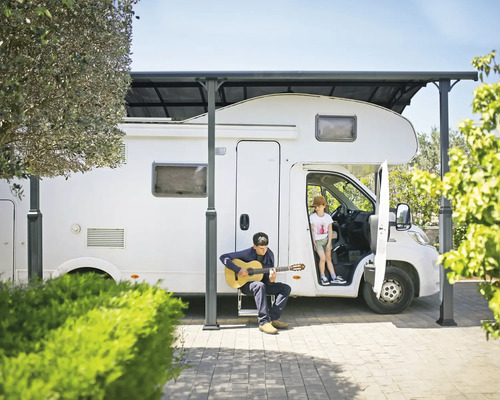 Enkele carport, carport voor camper CANOPIA van Palram Alpine 4300 in hoogte verstelbaar 359 x 435 cm antraciet