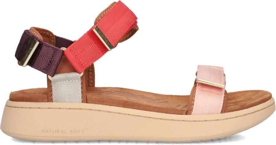 Woden Dames Platte sandalen Line Multi Textiel Plateauzool