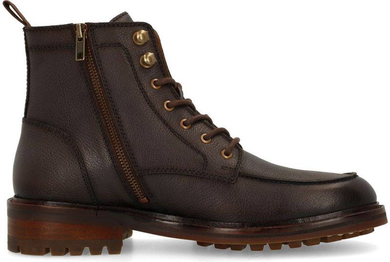 Manfield - Bruine Leren Veterschoenen - Heren