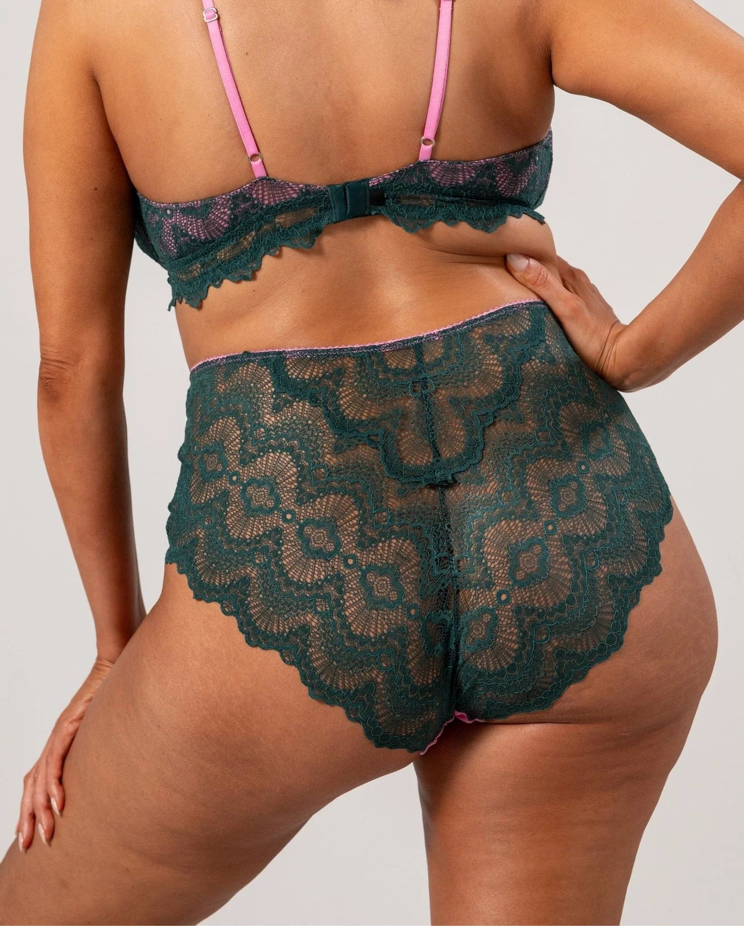 Understatement Underwear Lace Mesh Highwaist Briefs pine candy pink