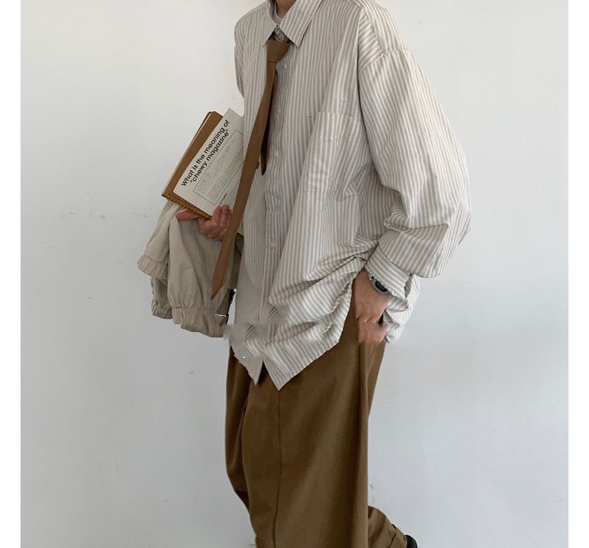Adotuastic - Oversized overhemd met lange mouwen en strepen