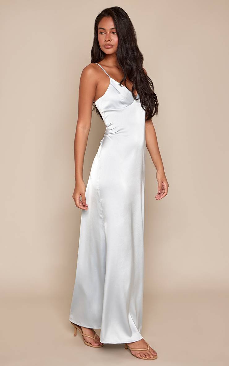 Bleu Robe Nuisette Satinée Dusty