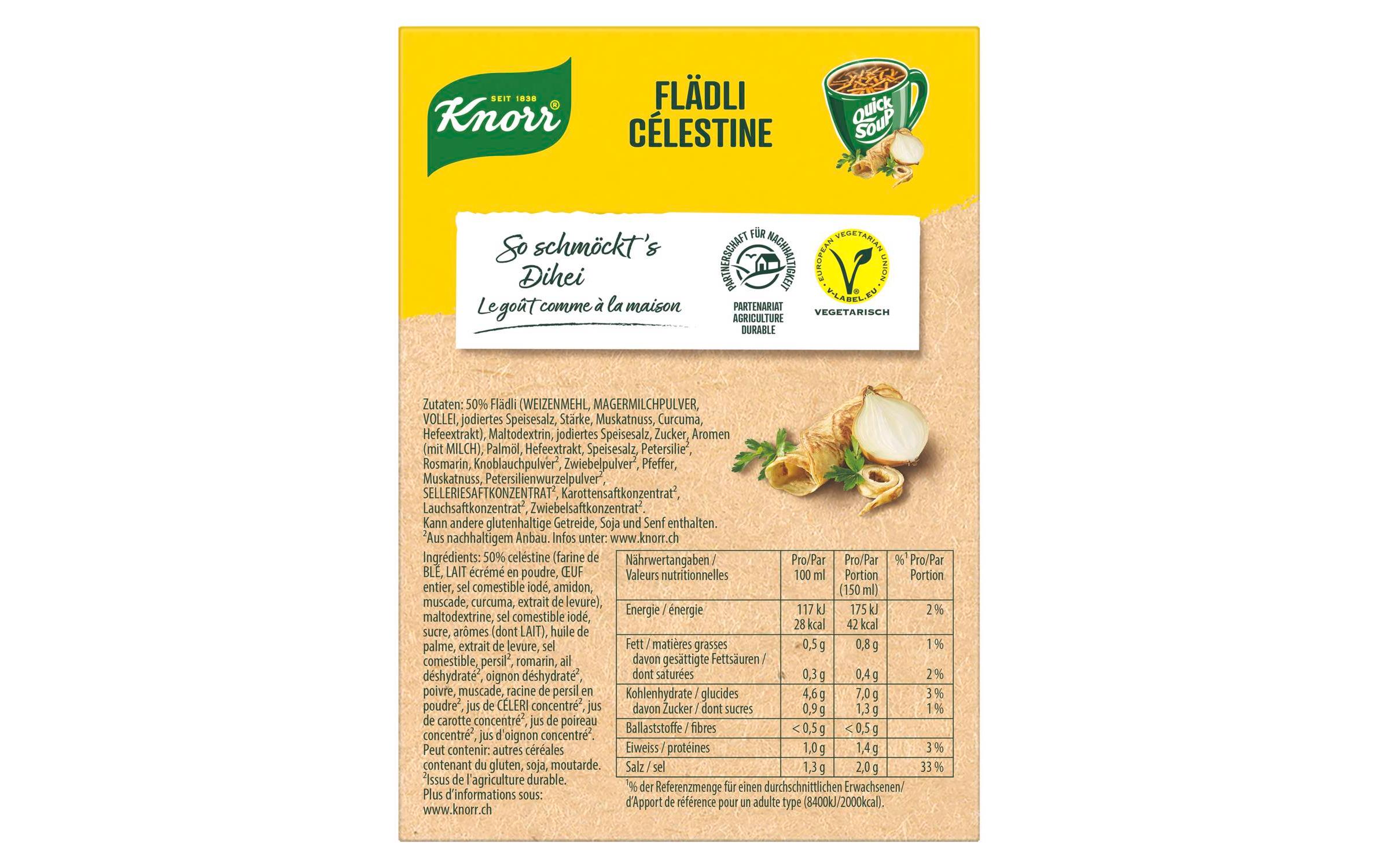 Quick Soup Flädli 3 PortionenFertigsuppe mit Eierkuchen-Streifen