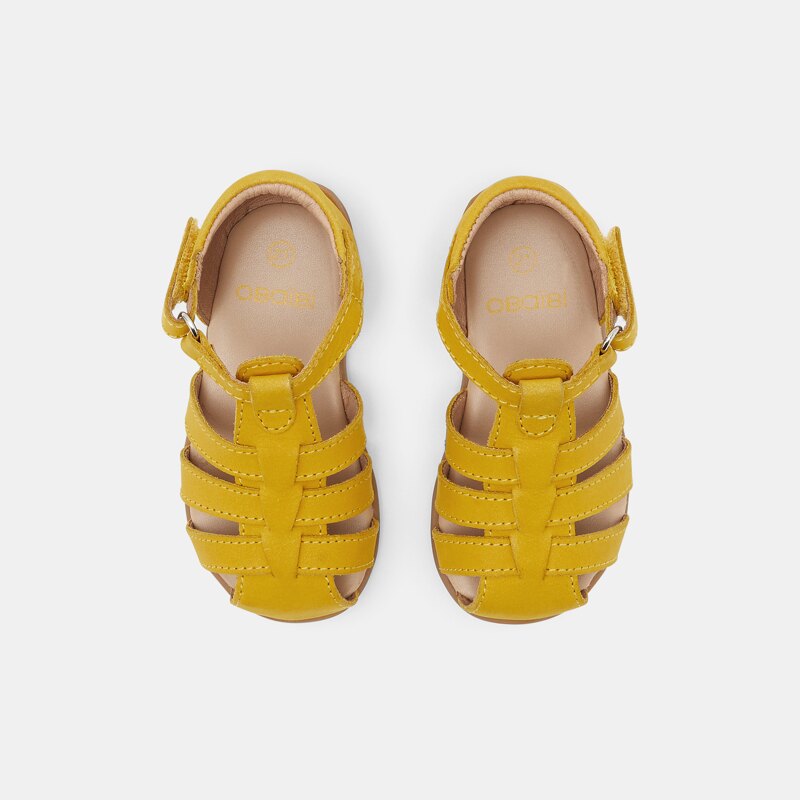 Sandales premiers pas tout cuir jaunes bébé garçon Jaune