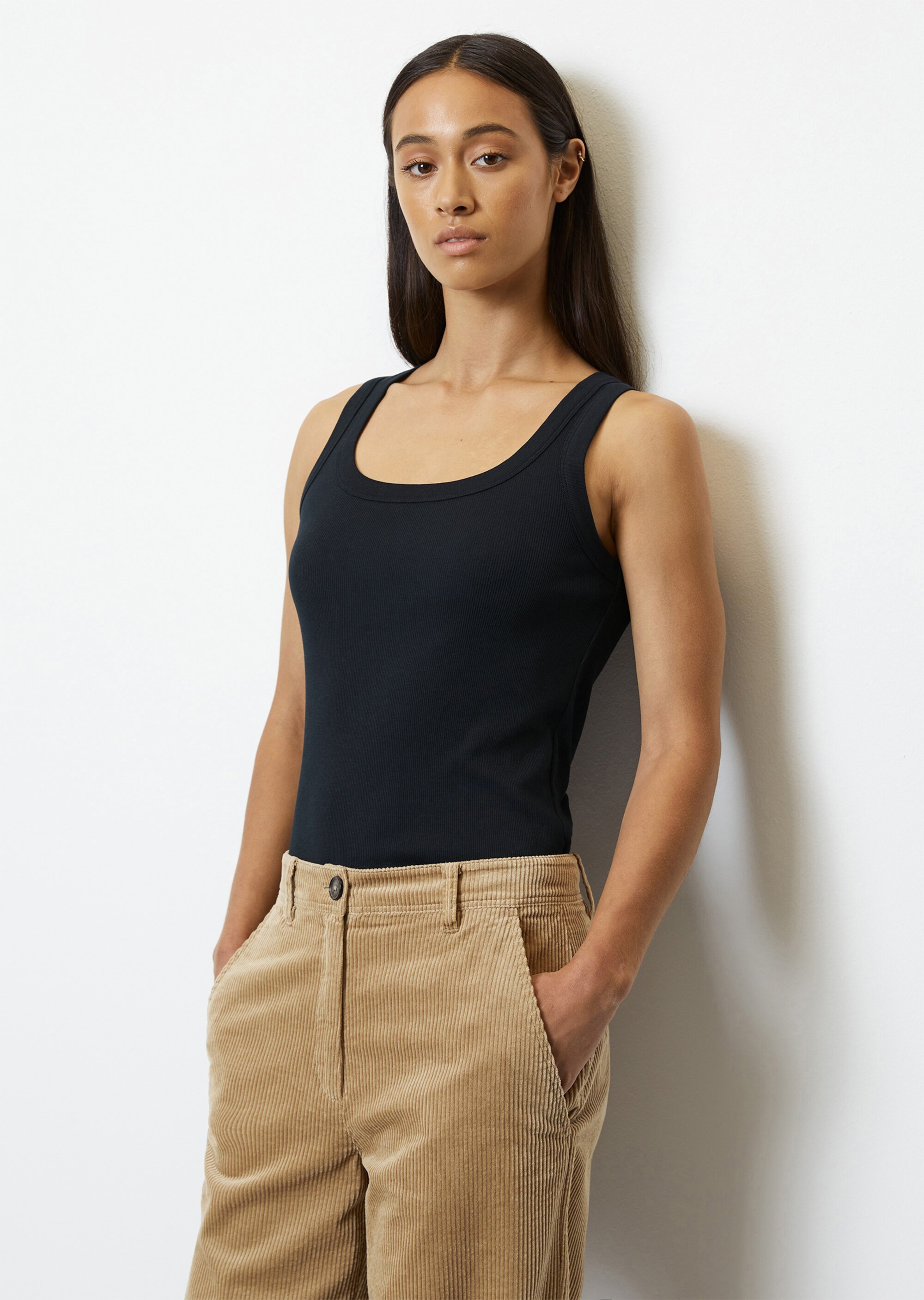 Ripp-Jersey-Tanktop aus Organic Cotton-Stretch