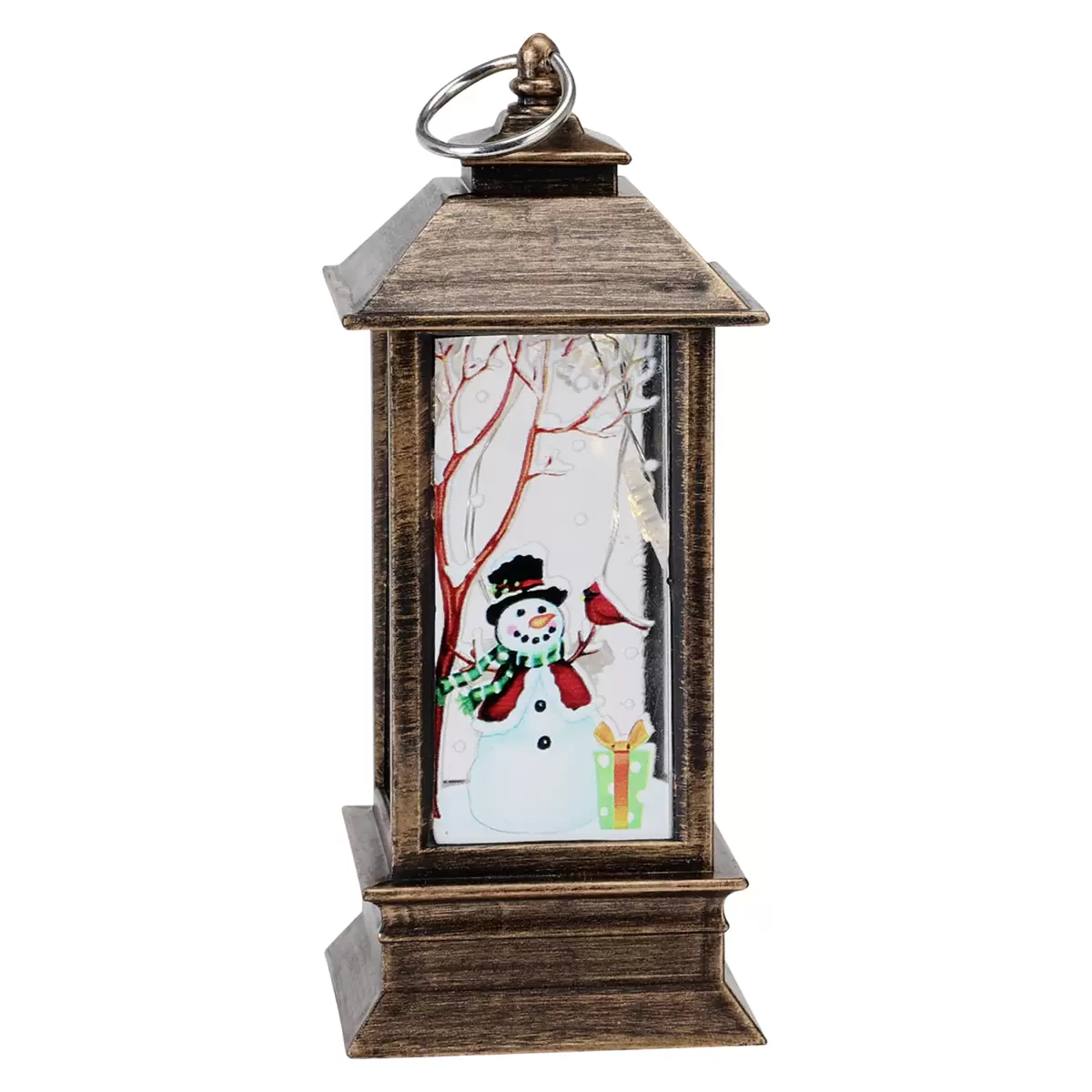 Laterne mit Weihnachtsfigur silber,vintage braun
