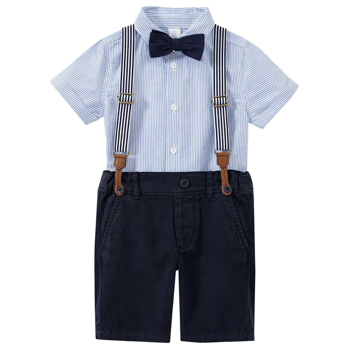 Topomini Baby Hemd und Shorts im Set dunkelblau / blau / weiss