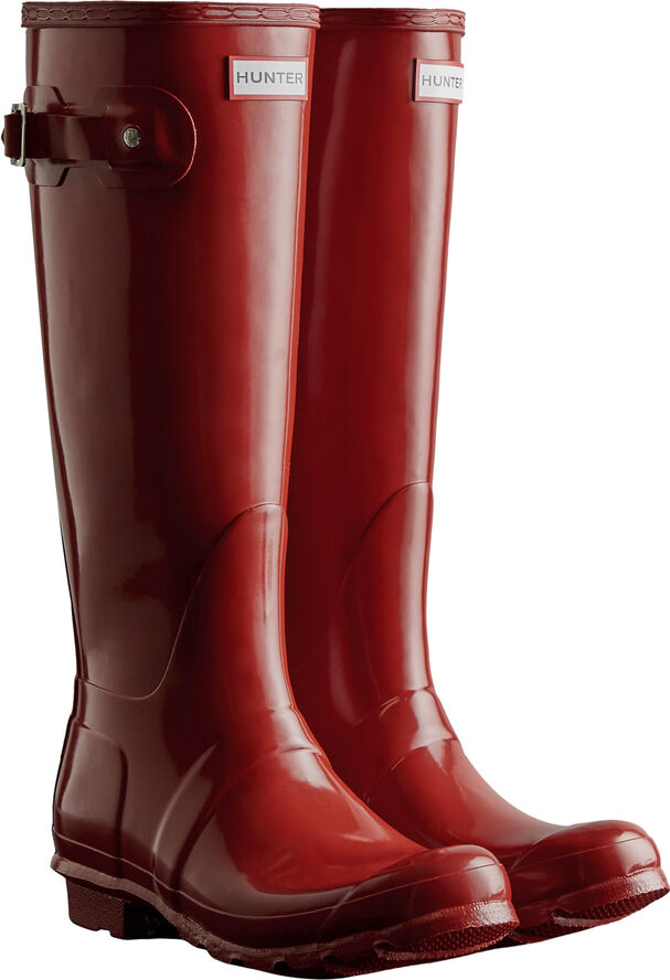 Hunter WOMENS ORIGINAL TALL GLOSS BOOT Military red