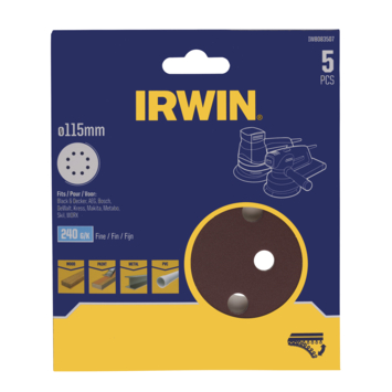 Irwin schuurschijf rond Ø115 mm zelfhechtend K240, 5 stuks