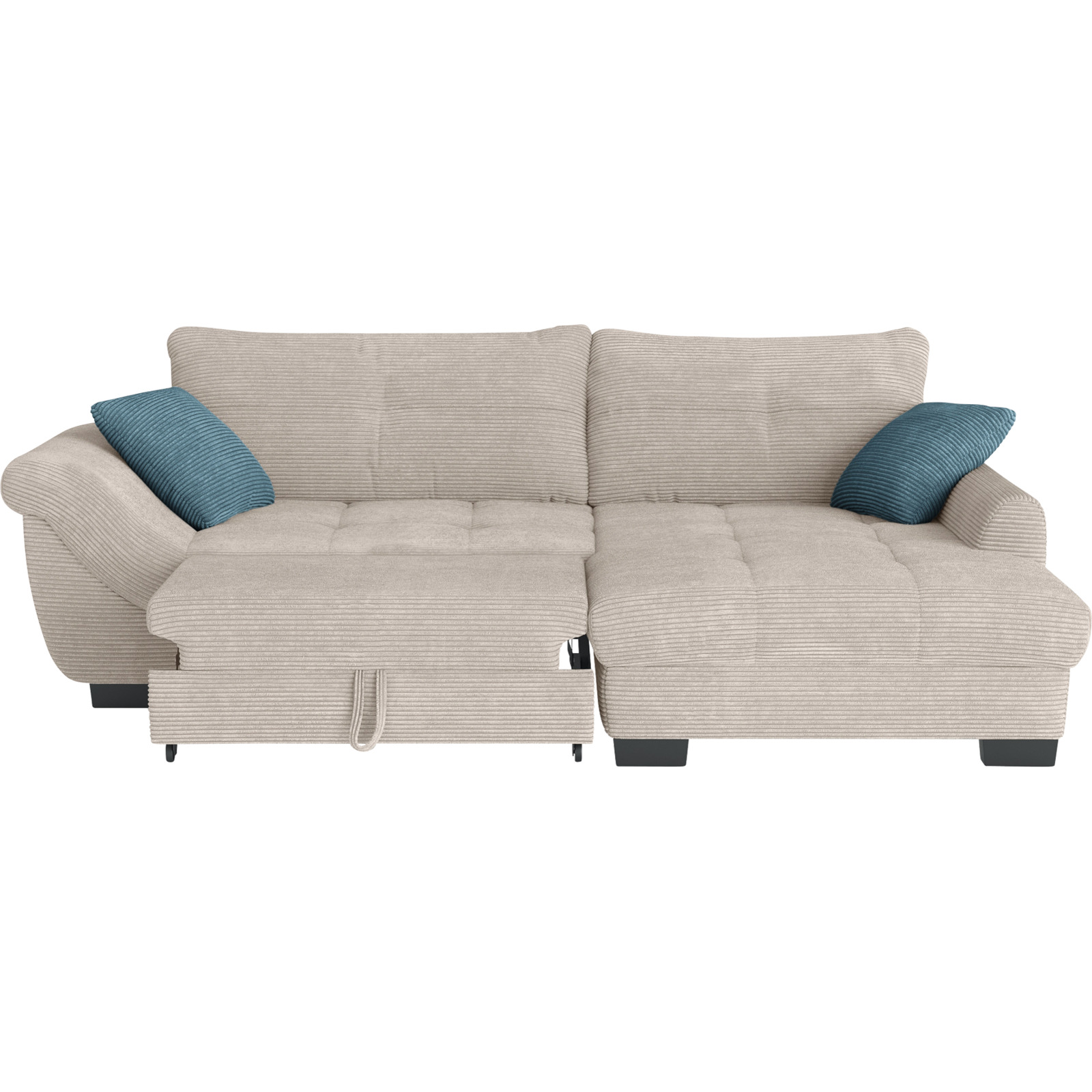 Ecksofa Desiree, Cordstoff natur, Recamière rechts