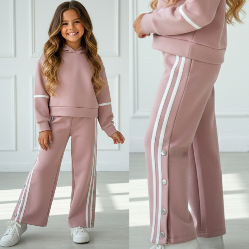 Urban Stripe Girls Set - Oud roze