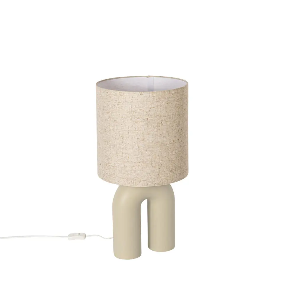 Qazqa tafellampen lotti beige e27