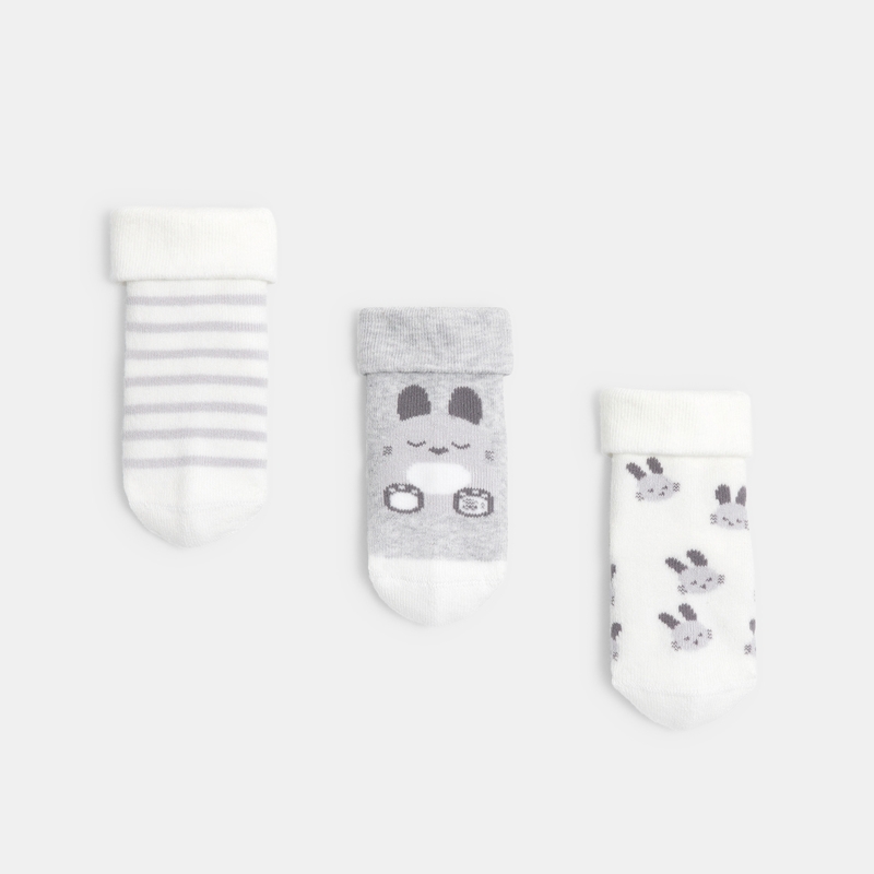 Chaussettes douces (lot de 3) blanches naissance