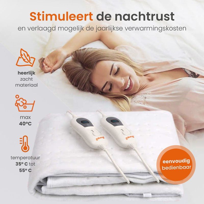 Goliving Elektrische Onderdeken - Warmtedeken - Wit - Polyester - 3 Warmtestanden